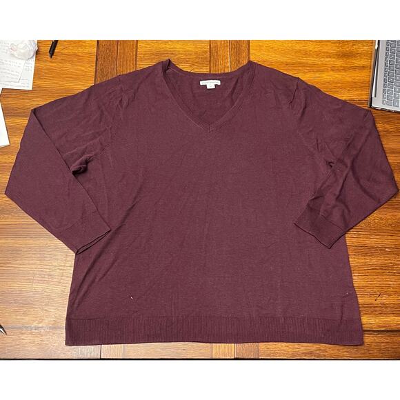 Amazon Essentials Plus Size 4X V-Neck Sweater Burgundy - Picture 5 of 10